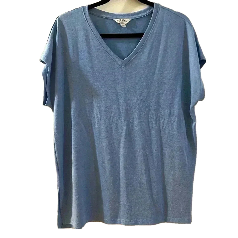 🎈Orvis Women's Short  Sleeve V-Neck Tunic Knit Top Size L